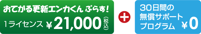 1ライセンス42000円+30日間無償サポートプログラム